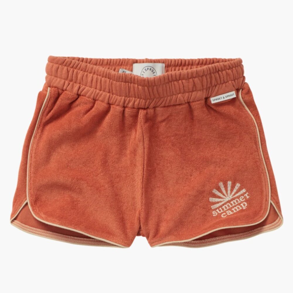 Sproet & Sprout Kids Size 2T Shorts Eponge Summer Camp Orange Terry